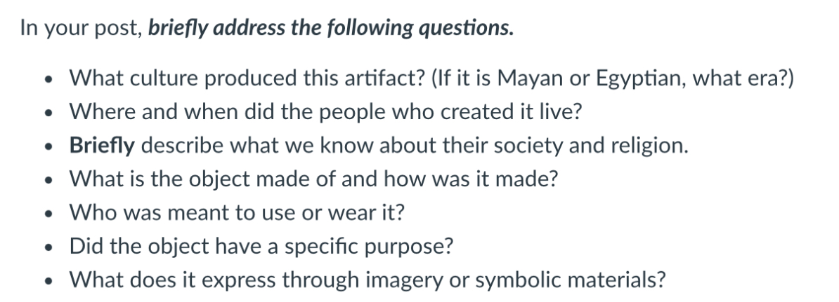 In your post, briefly address the following