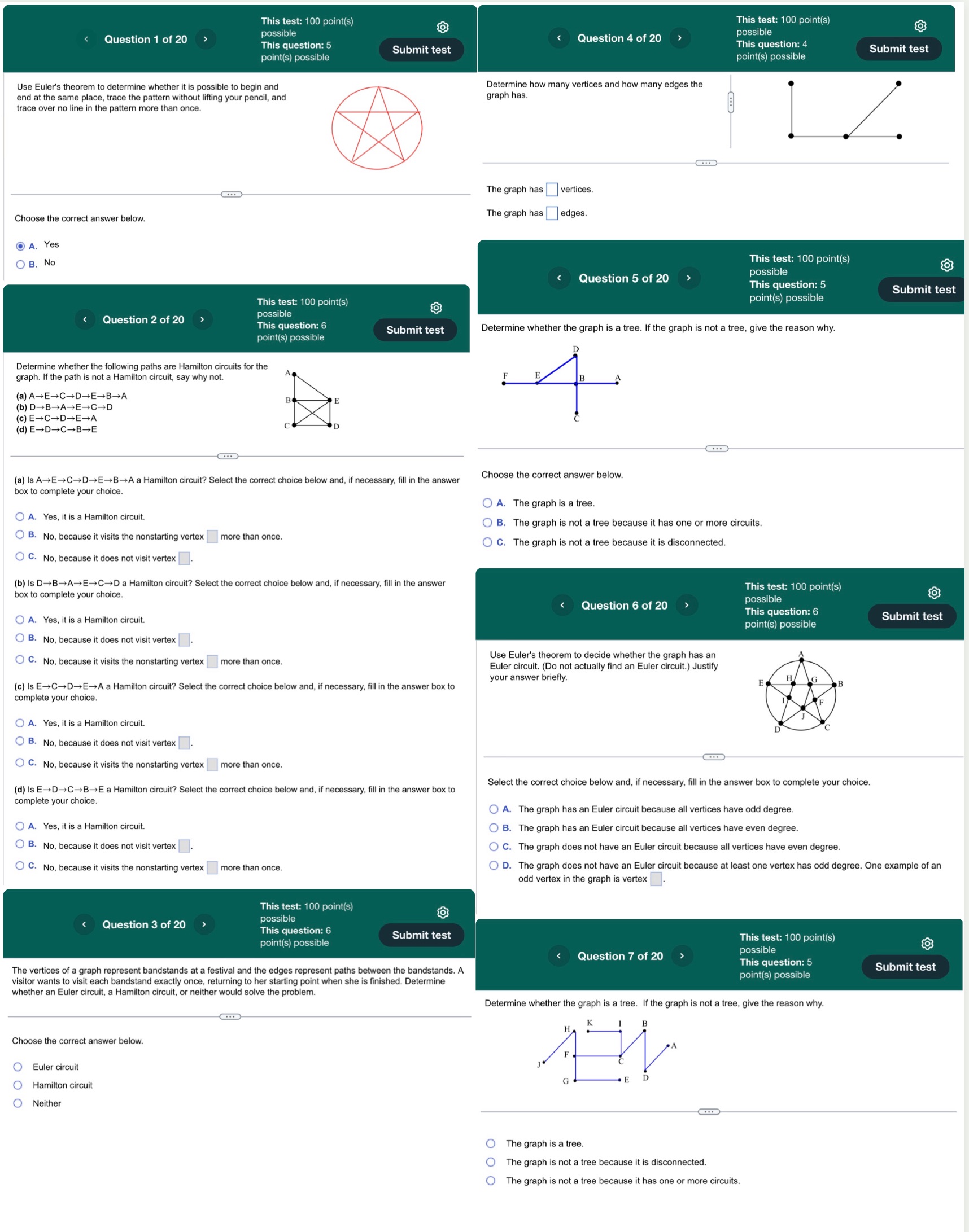 Discrete Math Help! This test: 100 point(s) This