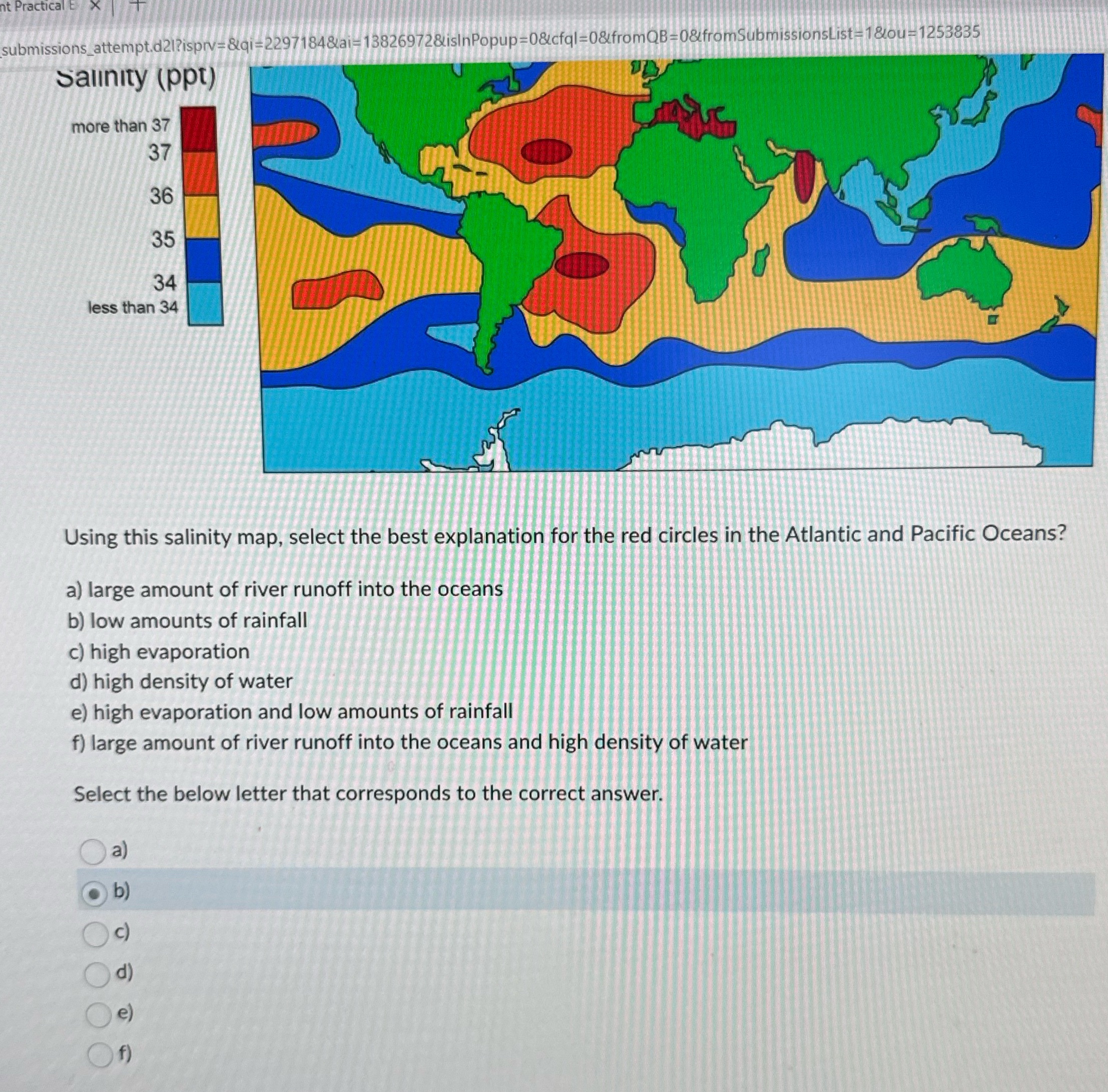 Using the salinity map, select the best