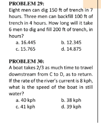 GET SOLUTIONS PROBLEM 29: Eight men can dig 150