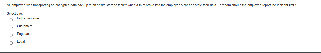 1 An employee was transporting an encrypted data