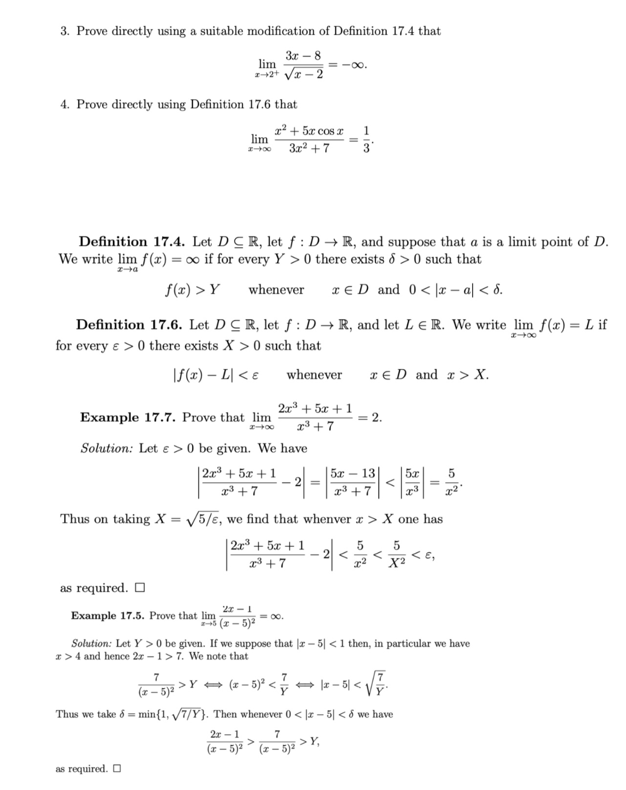 Please help me prove questions 3 and 4. I don't