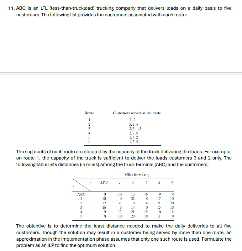 11. ABC is an LTL (less-than-truckload) trucking