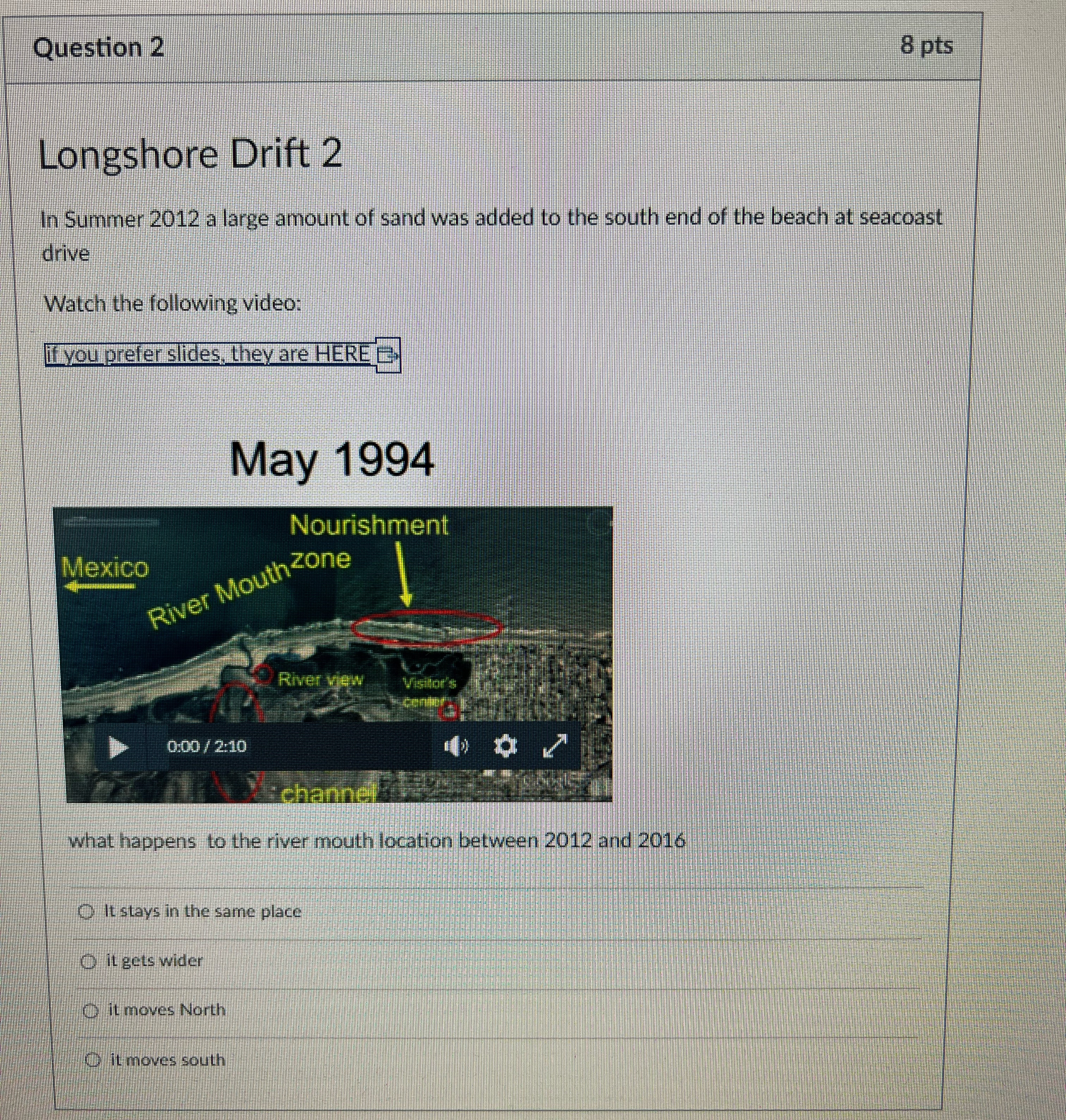 This quiz question is from the water chemistry of