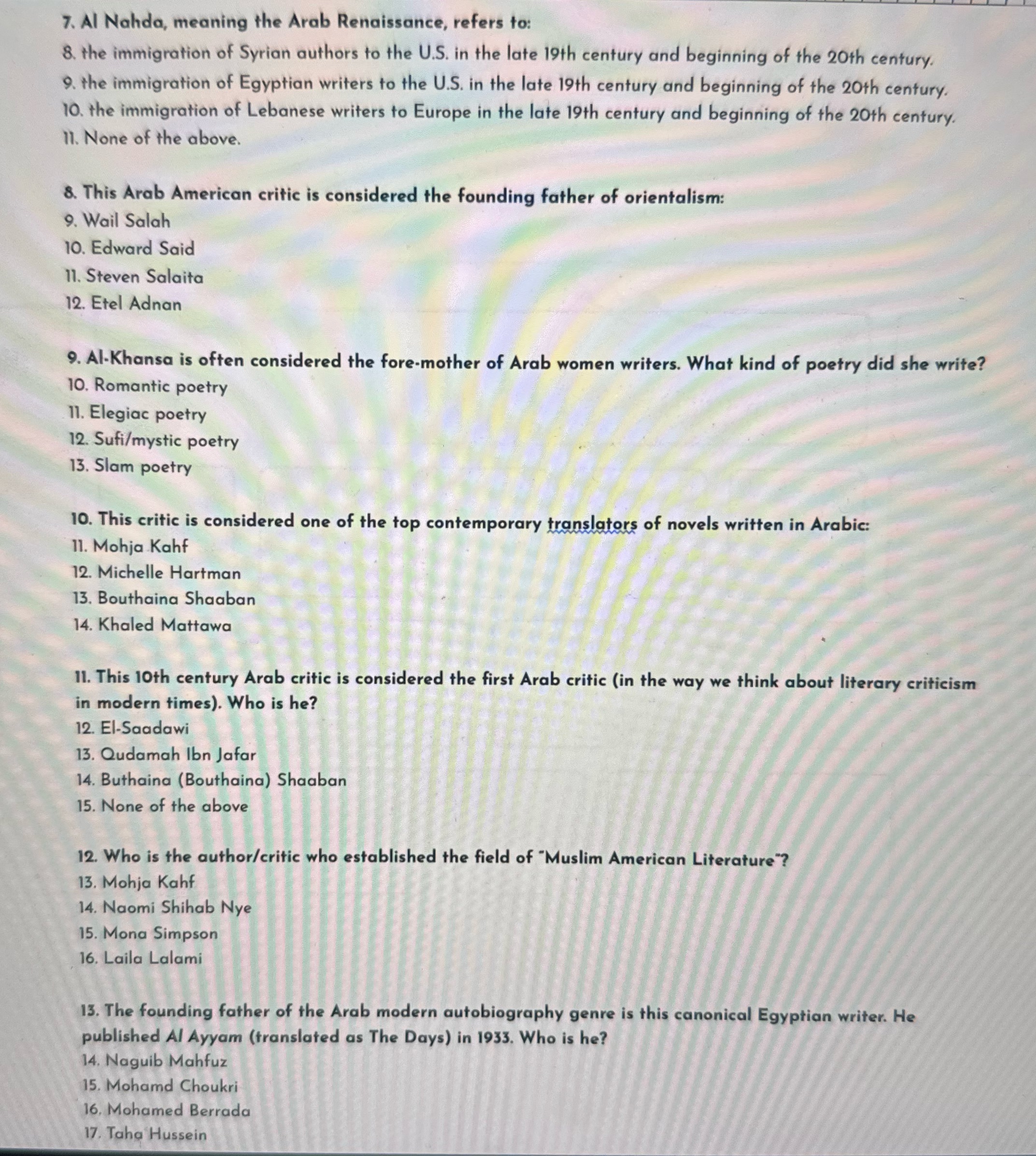 Pls answer all of them correctly 7. Al Nahda,