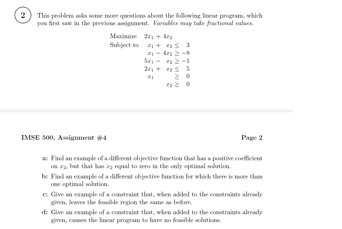 IMSE 500 Models of Operations Research ASSIGNMENT