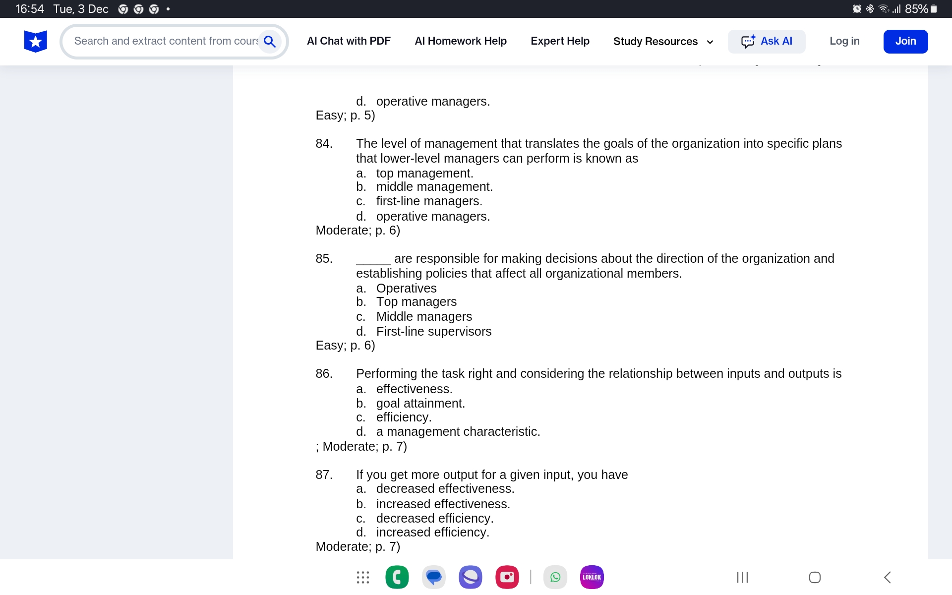 Answer 16:54 Tue,3Dec & & - [ I o RS i) | u