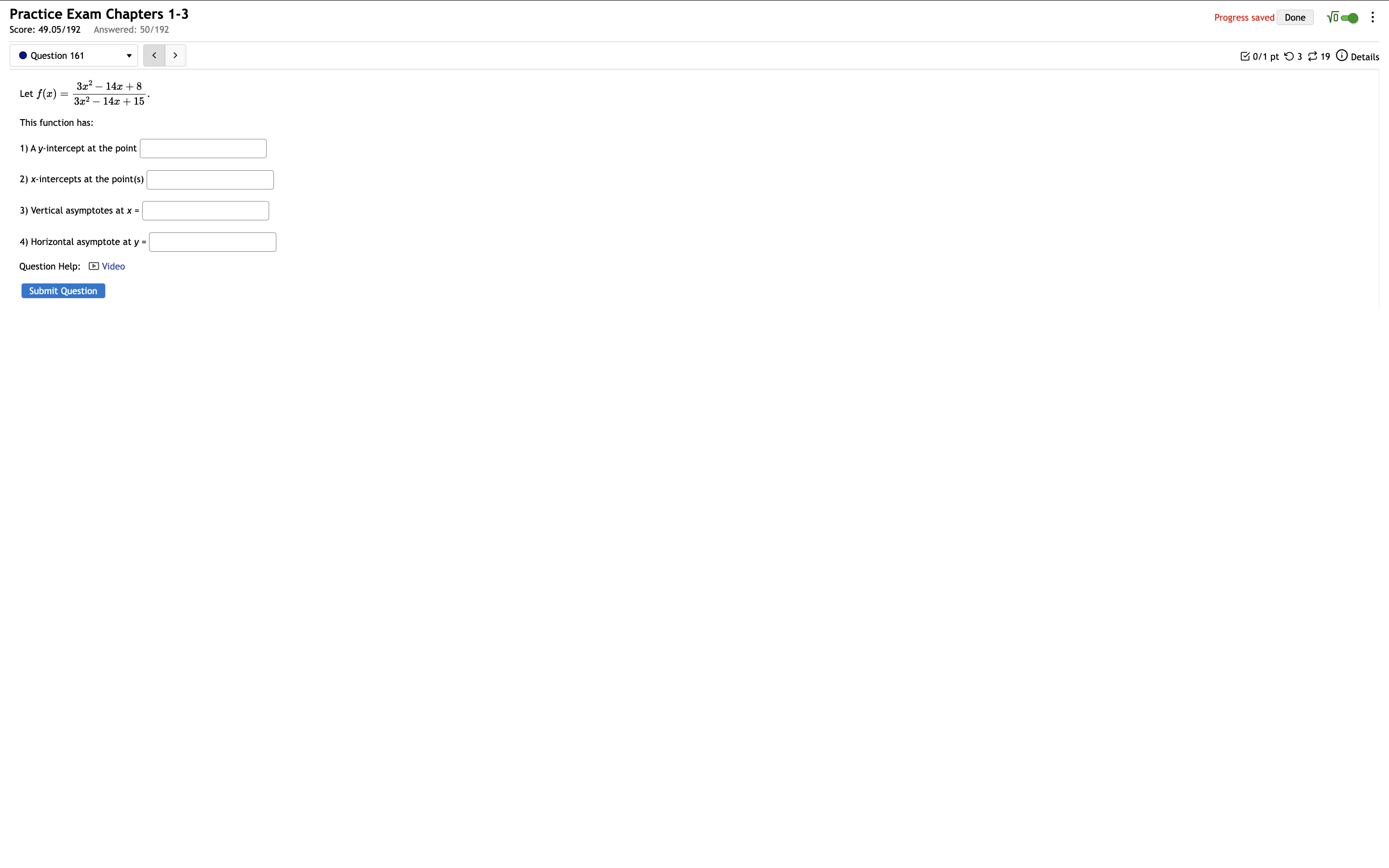 solve Practice Exam Chapters 1-3 Progress saved