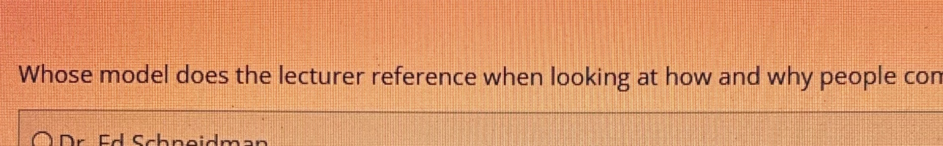 Whose model does the lecturer reference when