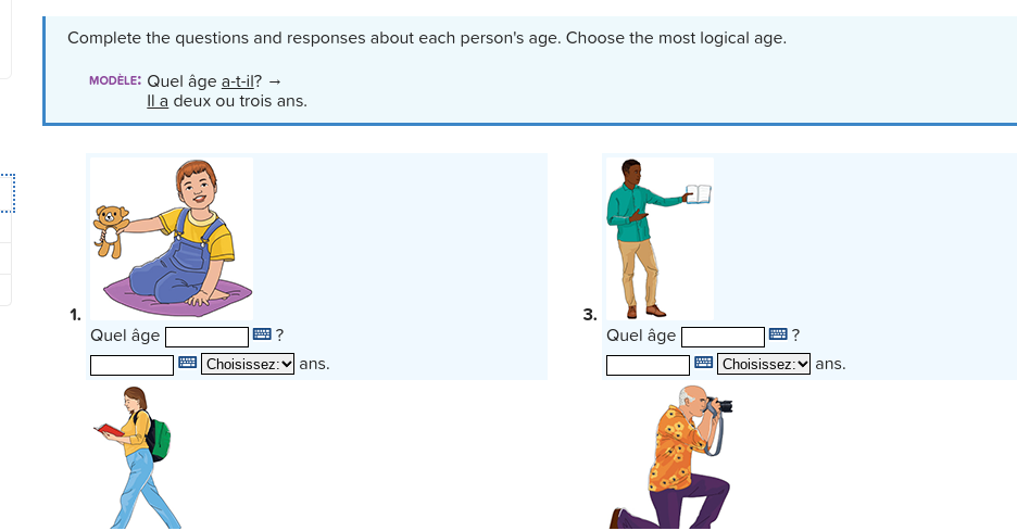 Complete the questions and responses about each