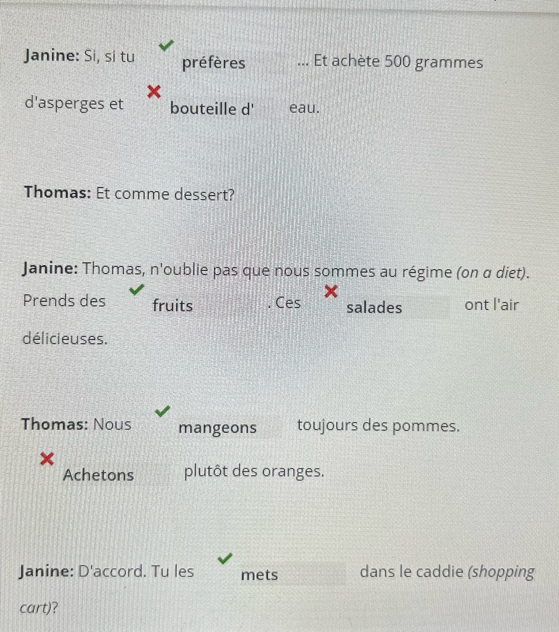 Janine: Si, si tu preferes . Et achete 500