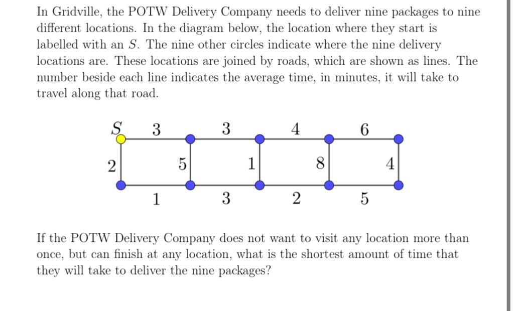 In Gridville, the POTW Delivery Company needs to