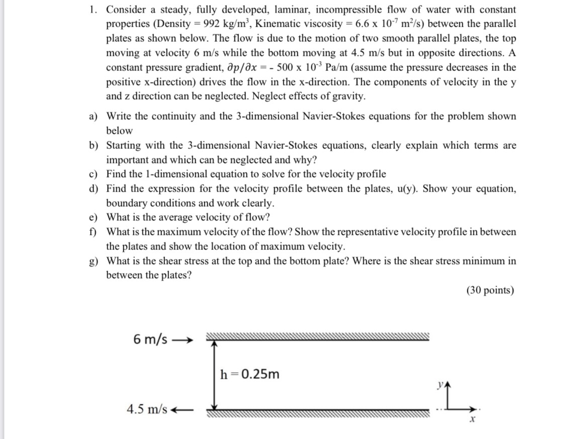 Fluid Dynamics a) b) c) d) e) g) . Consider a