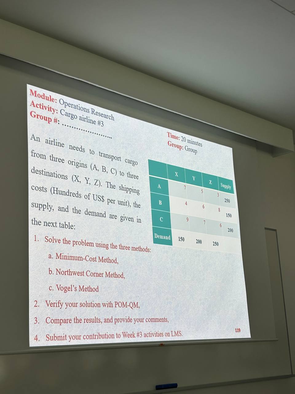 Module: Operations Research Activity: Cargo