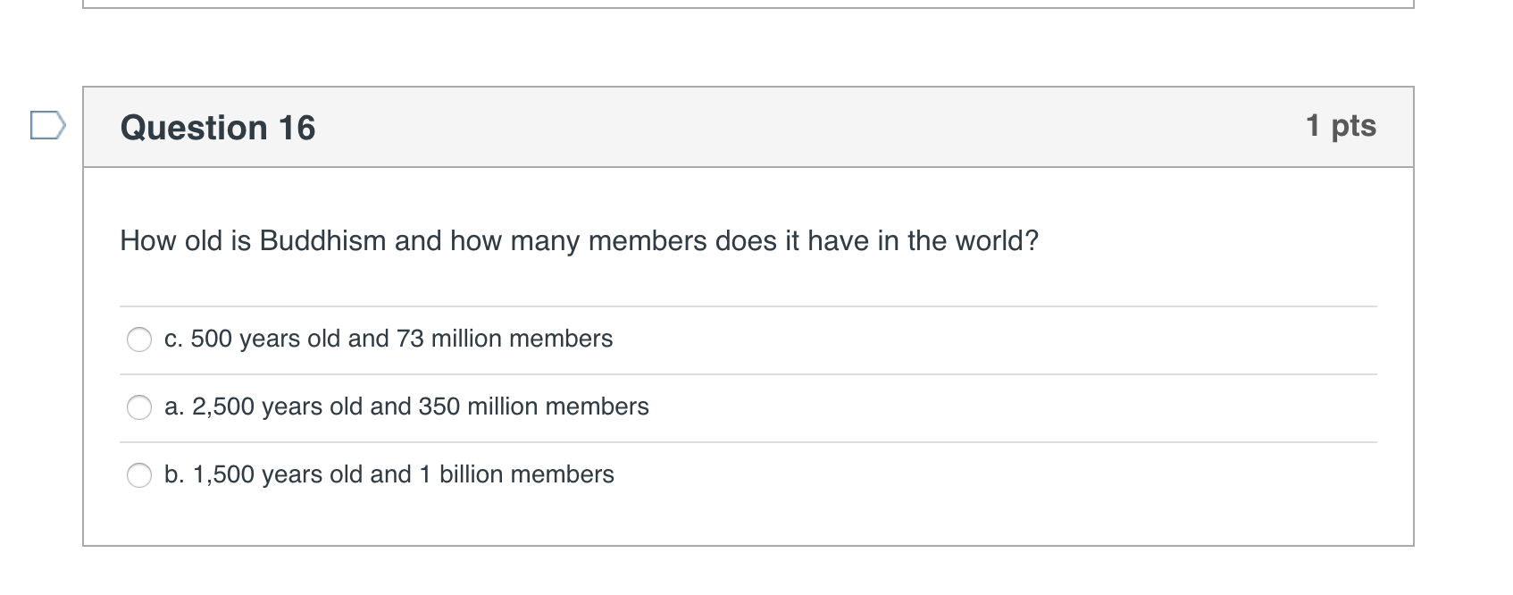 I can not find where it says how old buddhism is