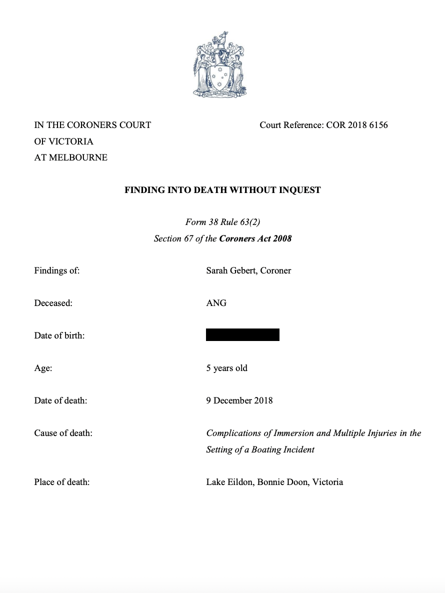 IN THE CORONERS COURT Court Reference: COR 2018