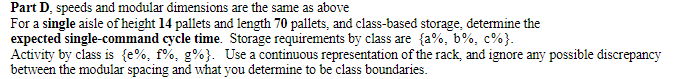 Part D, speeds and modular dimensions are the
