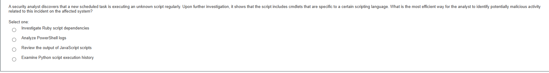 asde Asecurity analyst discovers that a new