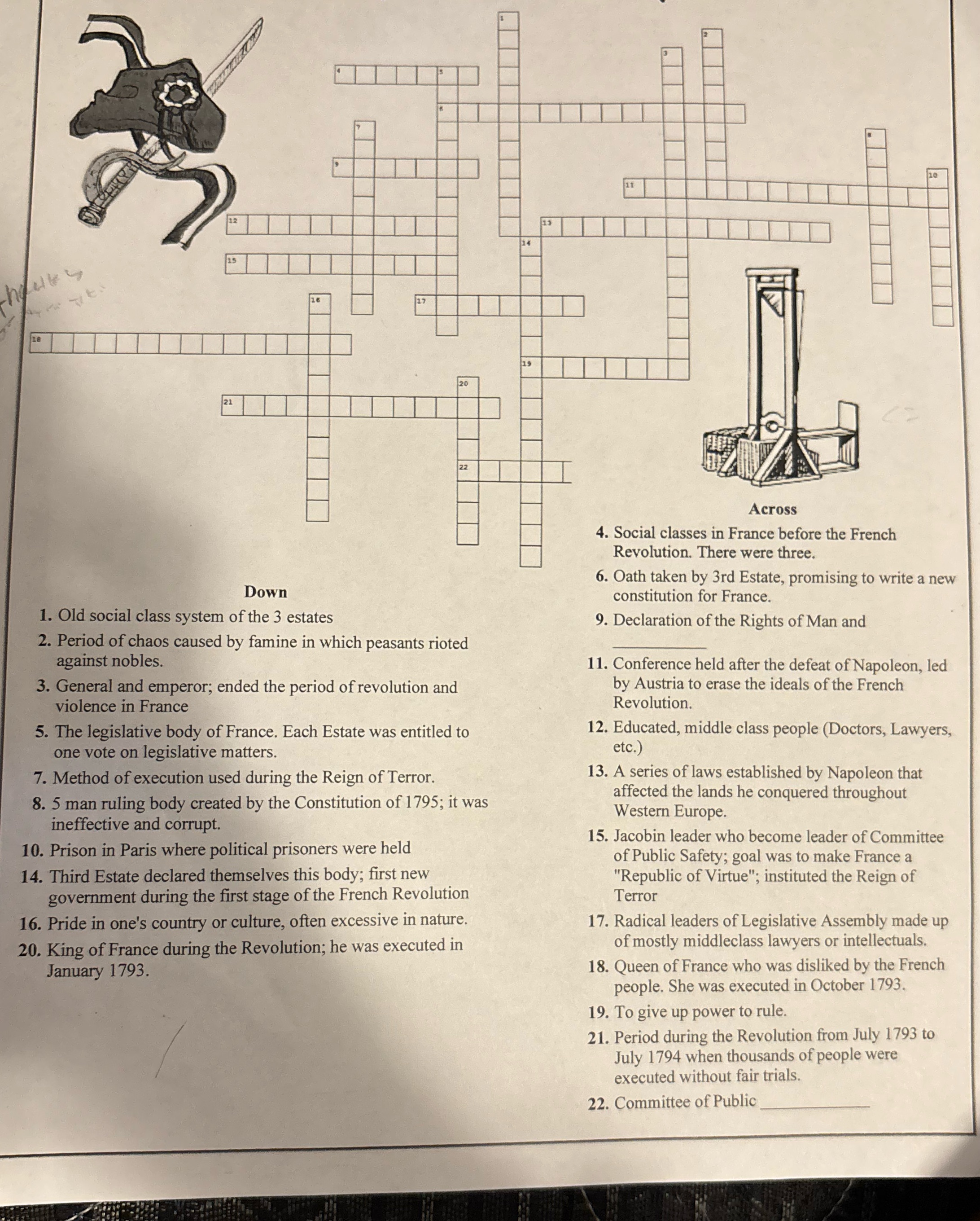 can you fill out my crossword puzzle Across 4.