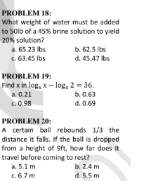 get solutions PROBLEM 18: What weight of water