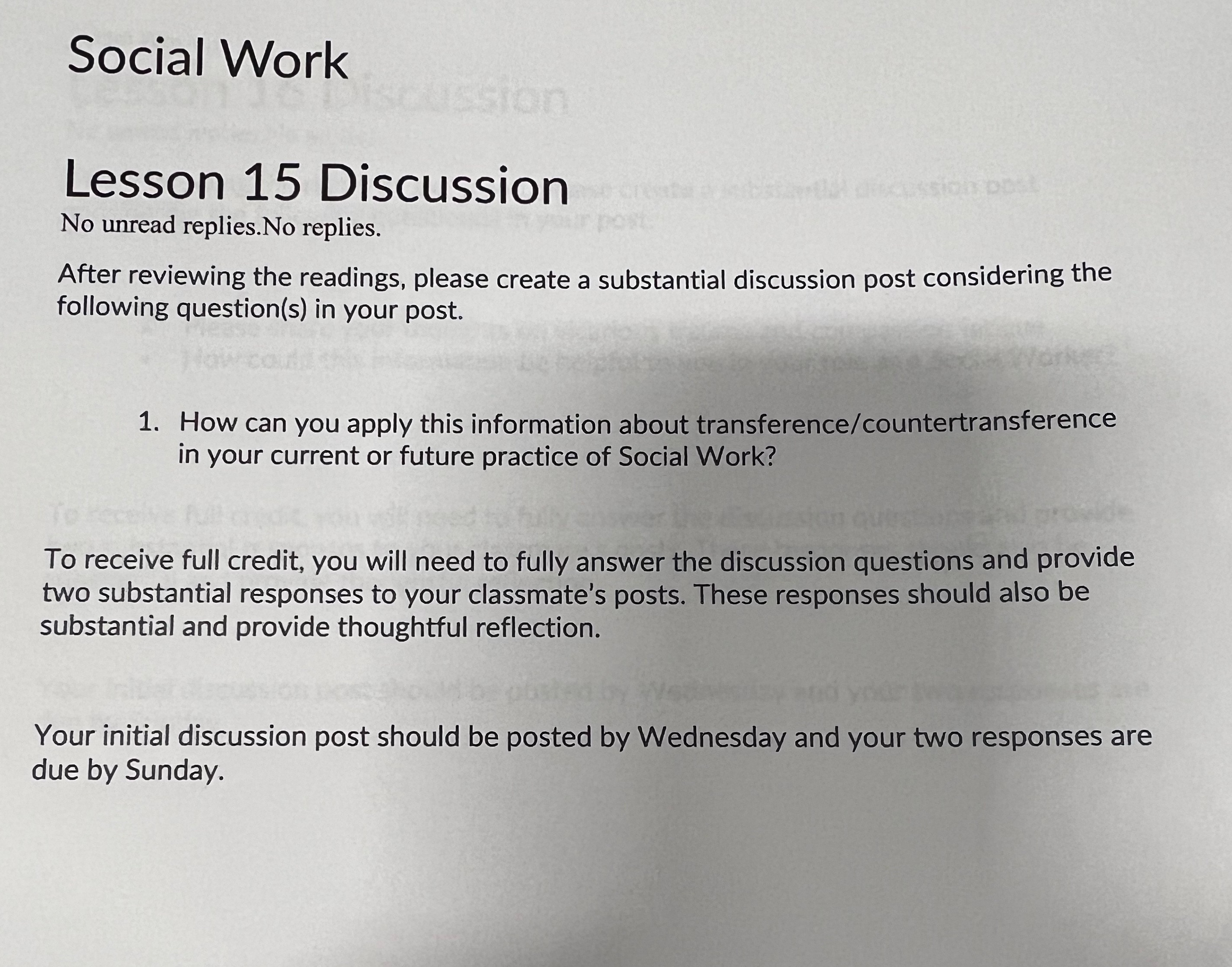 Social Work ission Lesson 15 Discussion mission