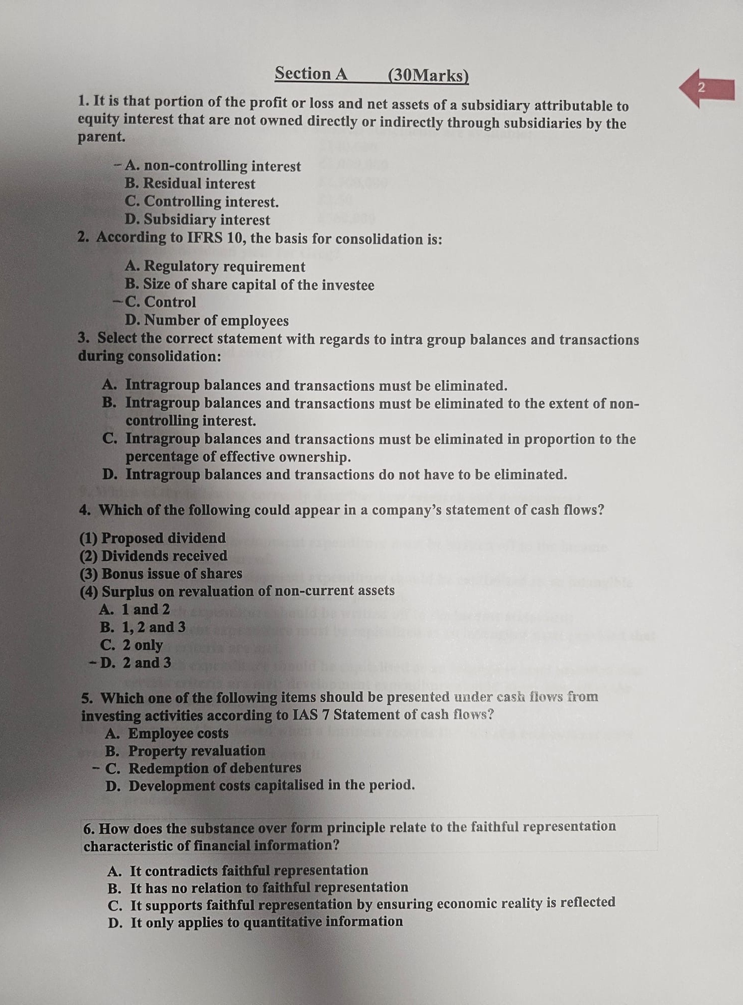 Section A (30Marks) 1. It is that portion of the