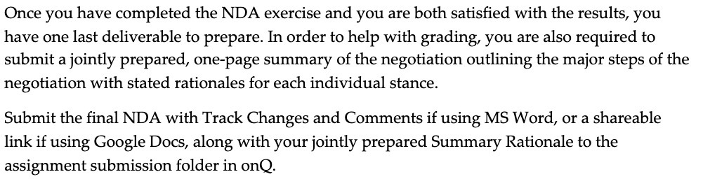 Once you have completed the NDA exercise and you