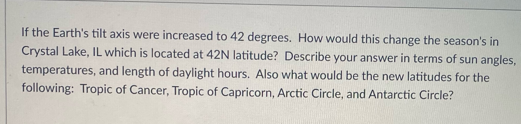 If the Earth's tilt axis were increased to