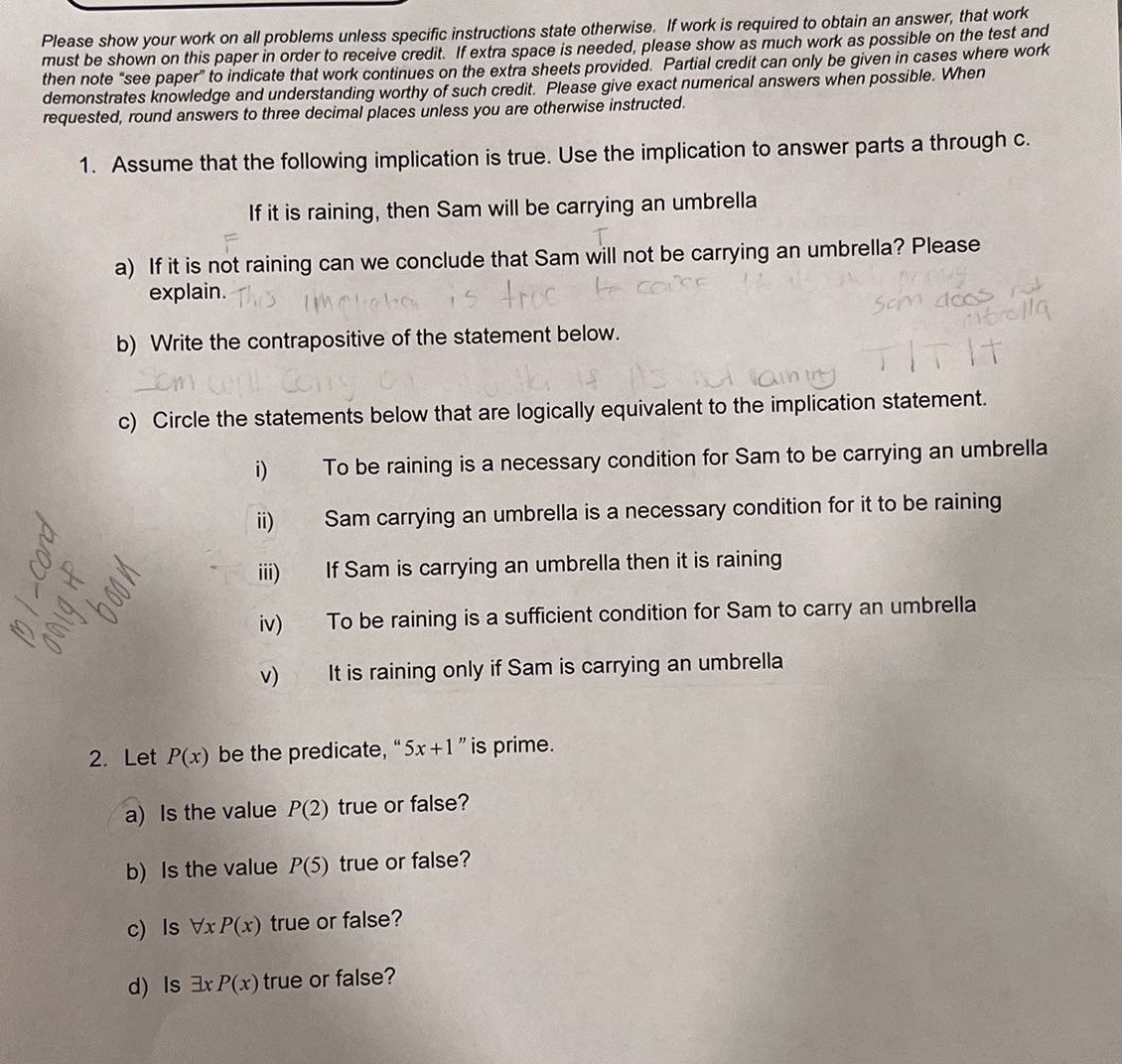 Explain each problem in full detail but keep it