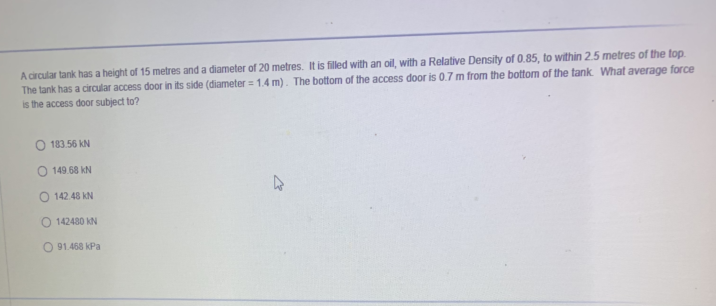 1) A circular tank has a height of 15 metres and