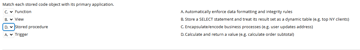 ? Match each stored code object with its primary