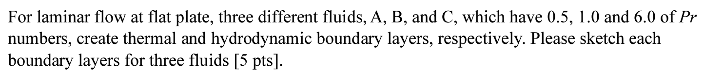 For laminar flow at flat plate, three different