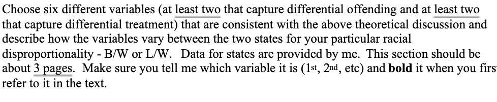 Choose six different variables (at least two that