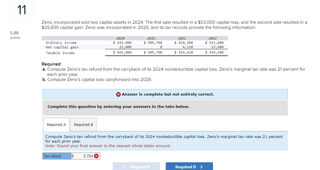 the tax basis of required A is 110000 in case you