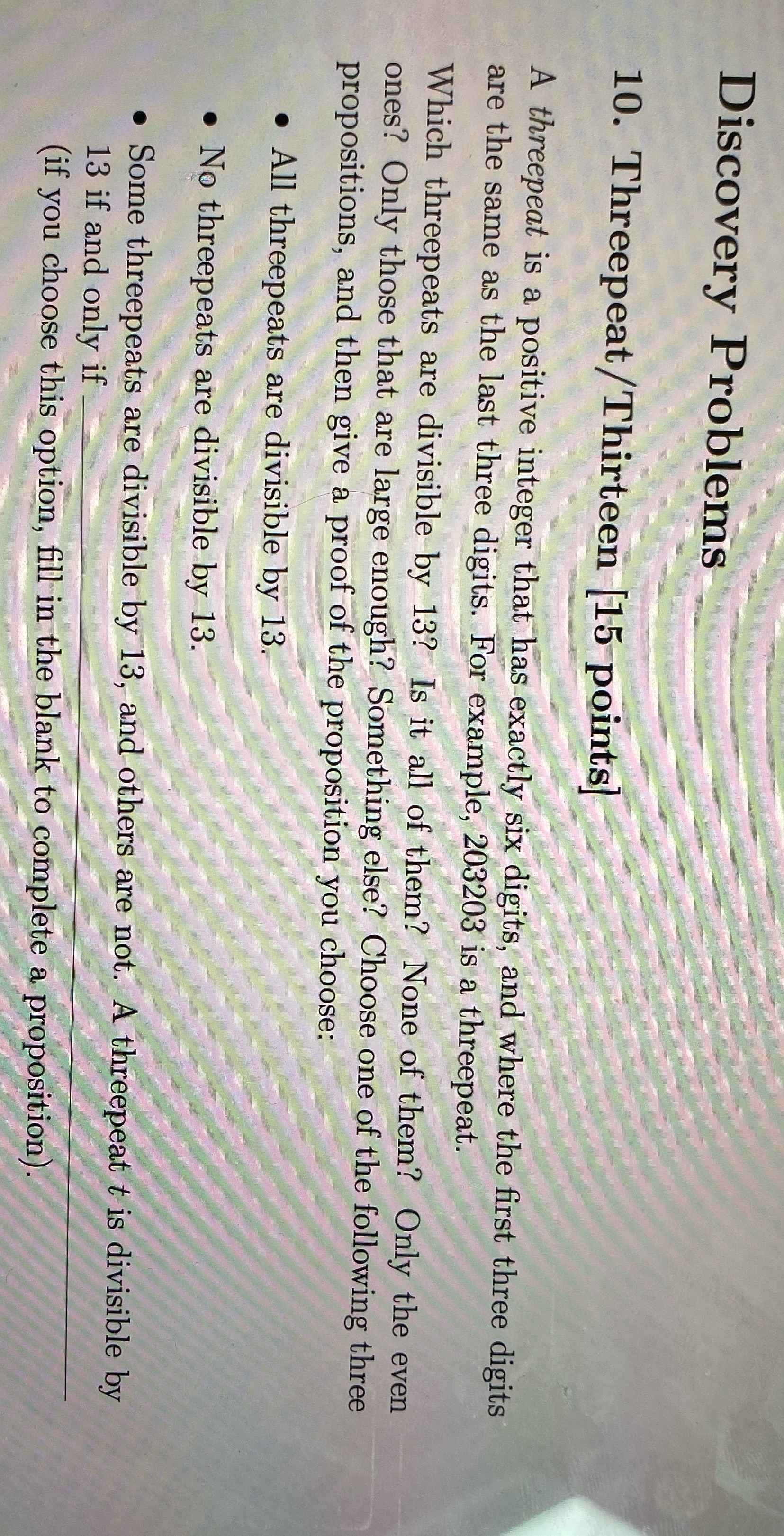 Step by step Discovery Problems 10. Threepeat