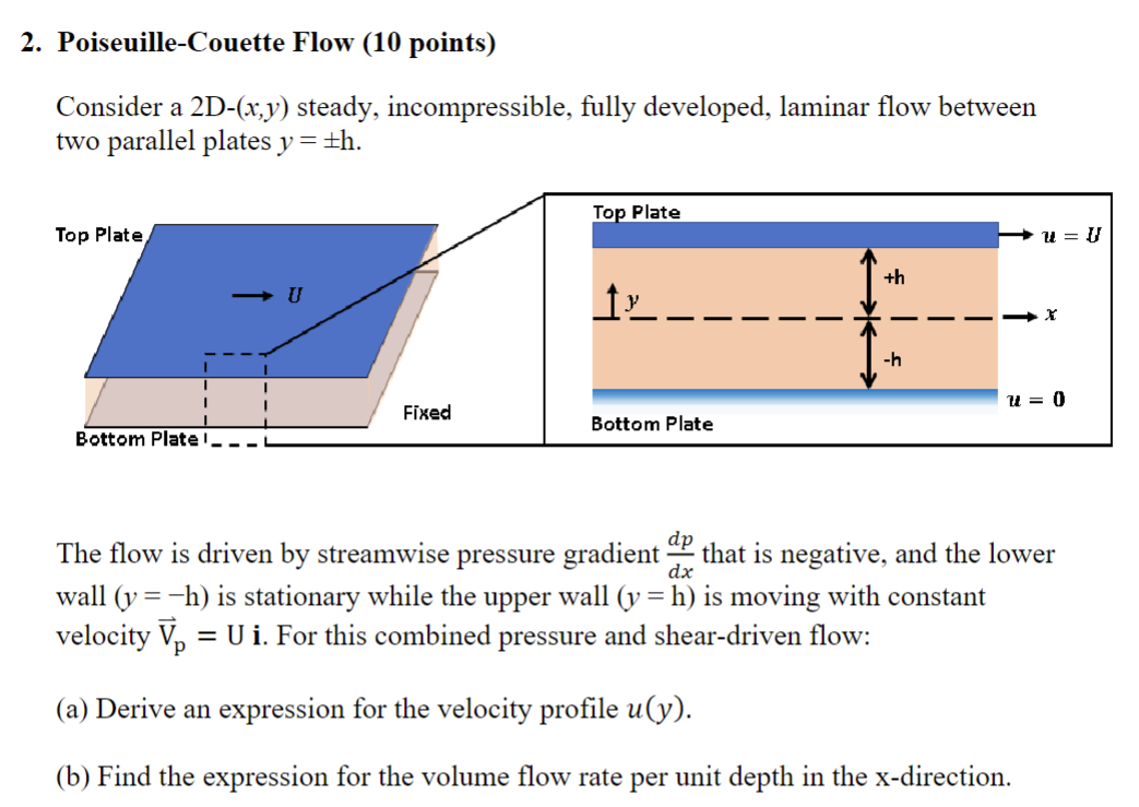 2. Poiseuille-Couette Flow (10 points) Consider a