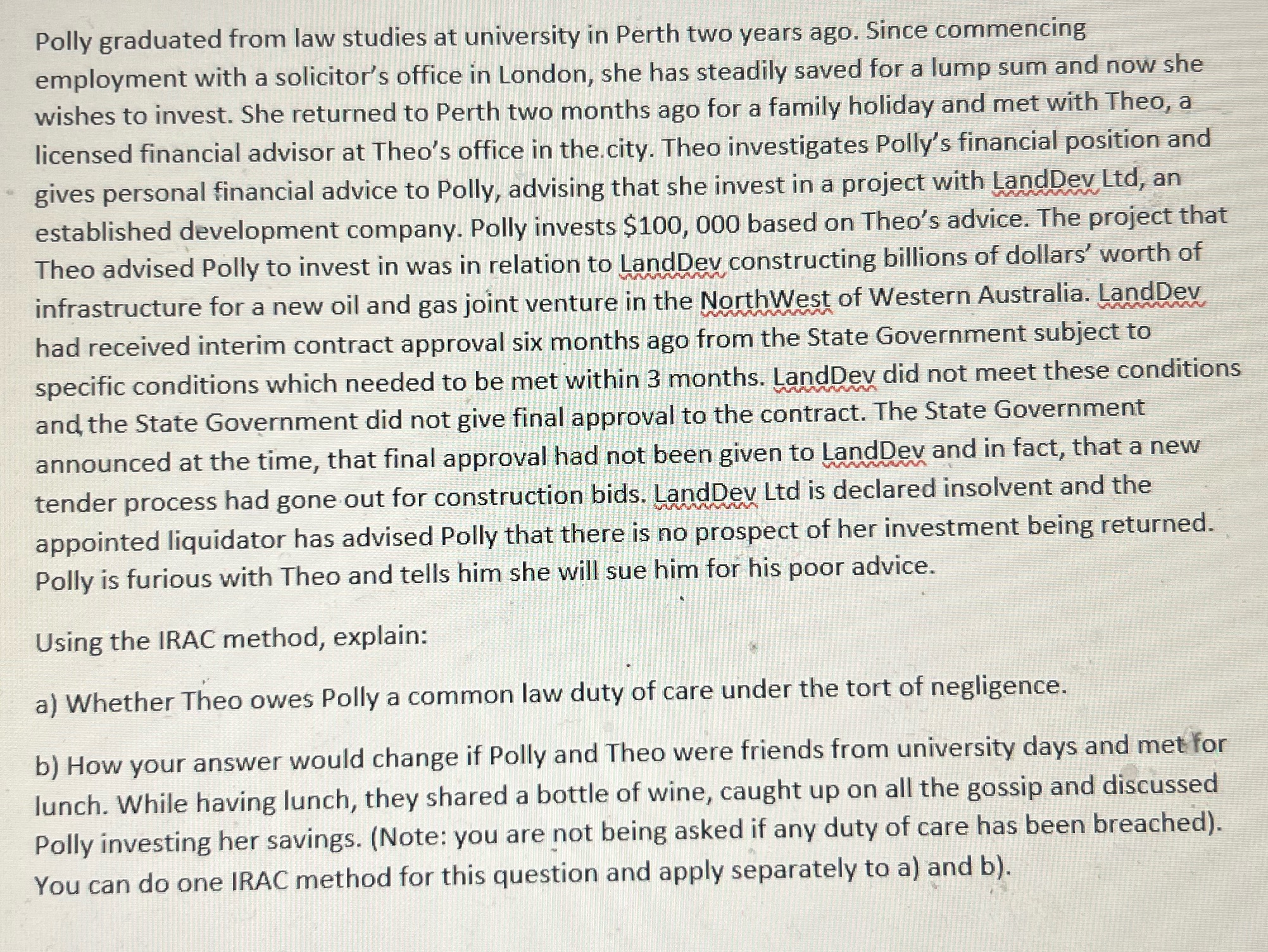 Polly graduated from law studies at university in