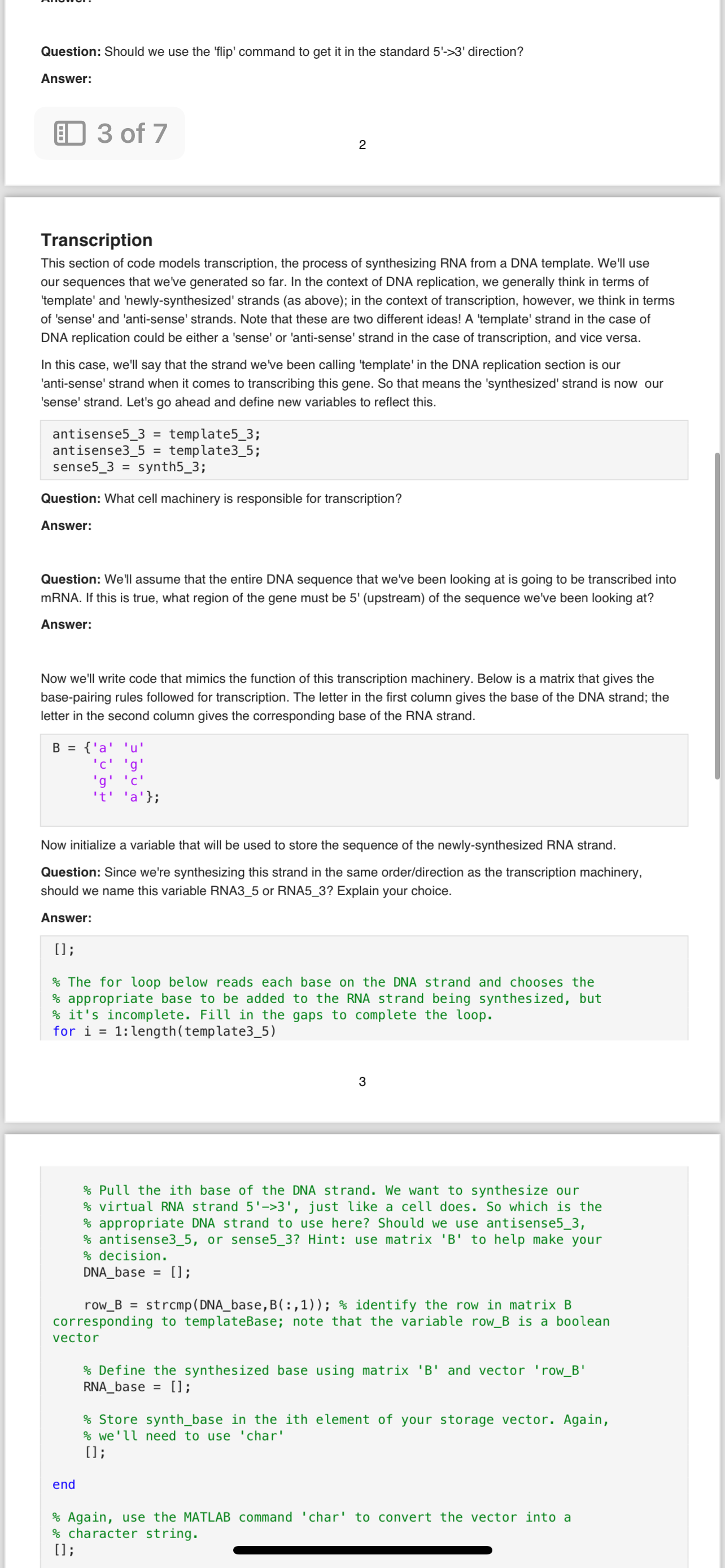 BME 201 HOMEWORK 5 - How to fix the code for DNA