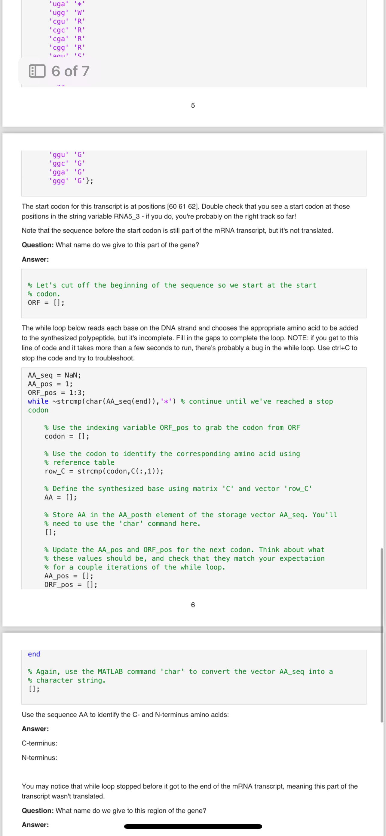 BME 201 HOMEWORK 5 - How to fix the code for DNA