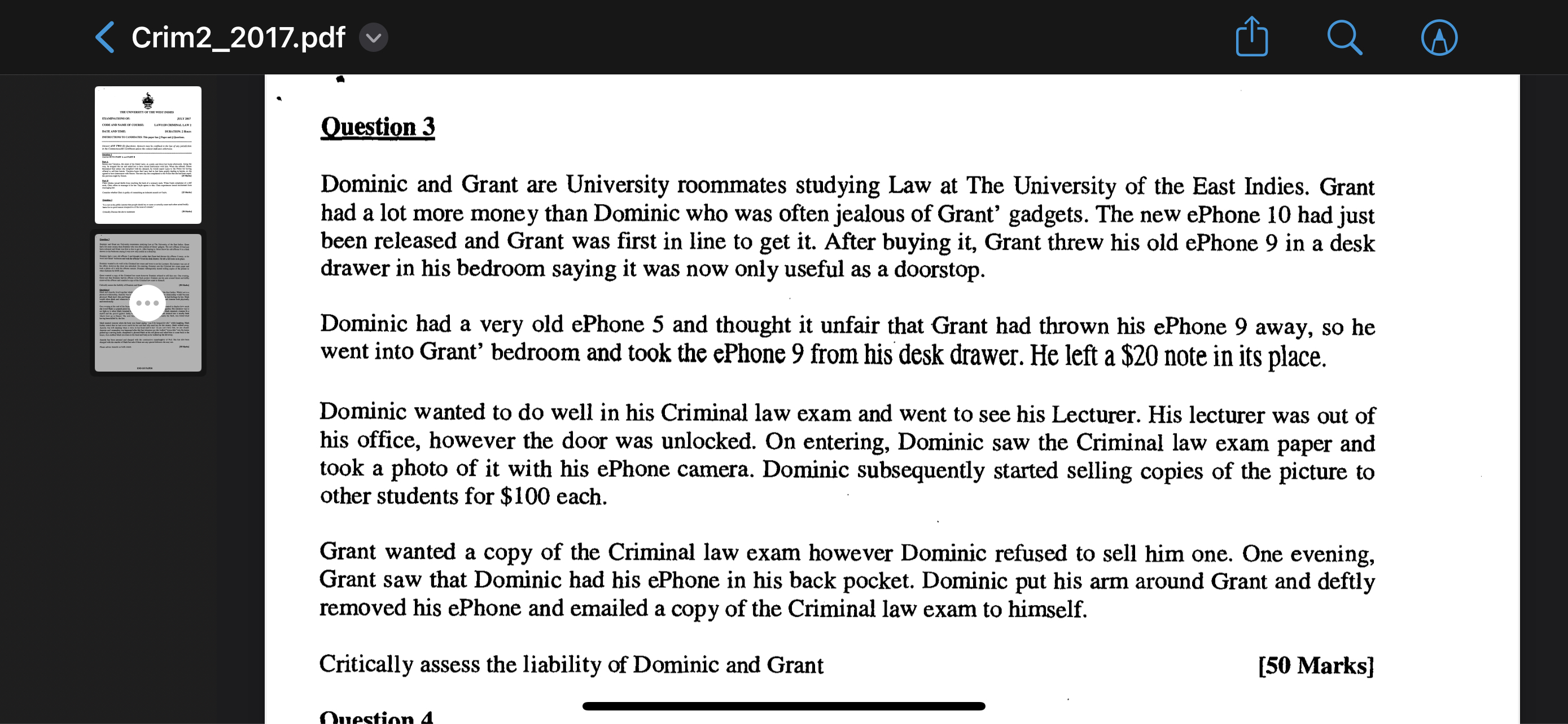 Crim2_2017.pdf v Question 3 Dominic and Grant are