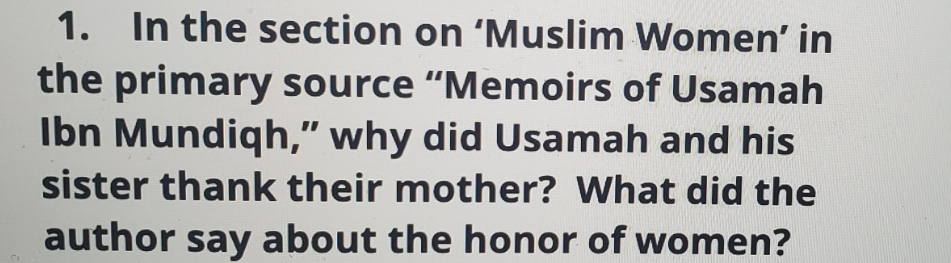 1. In the section on 'Muslim Women' in