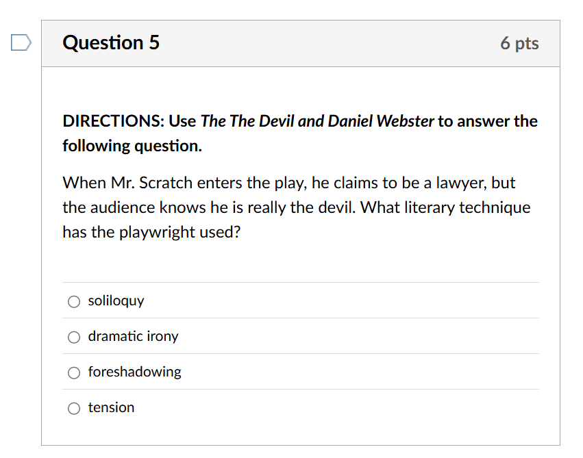 Answer? Question 5 6 pts DIRECTIONS: Use The The