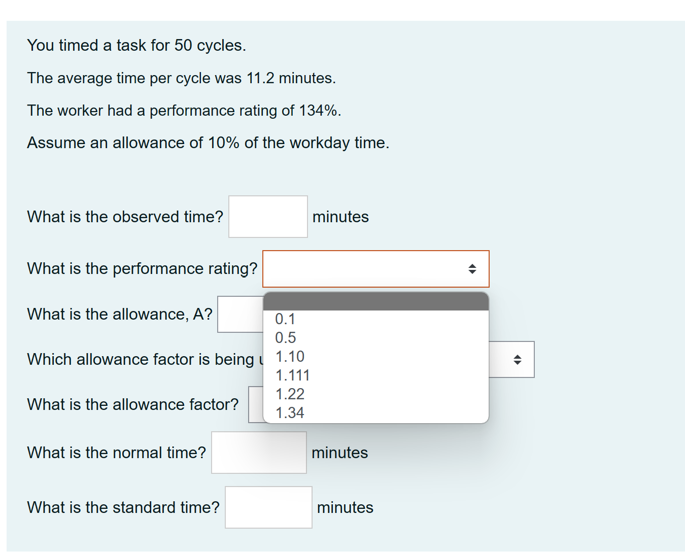 You timed a task for 50 cycles. The average time
