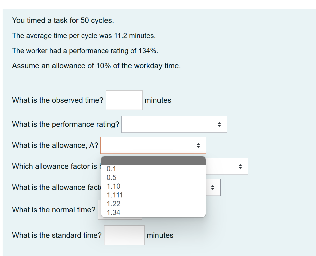 You timed a task for 50 cycles. The average time