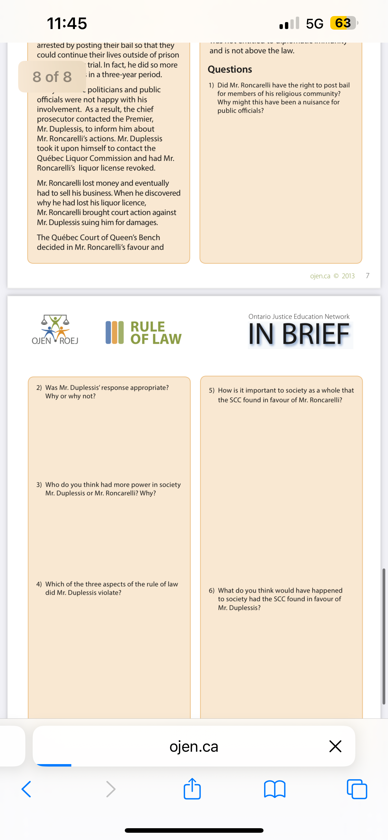 answer the six questions please. this is for my