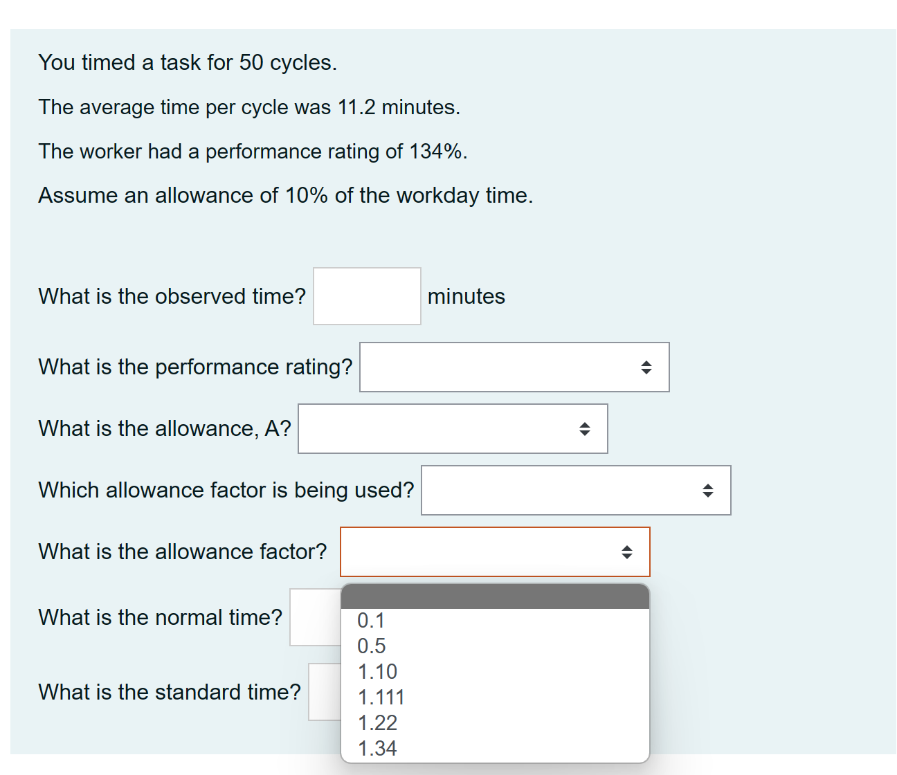 You timed a task for 50 cycles. The average time