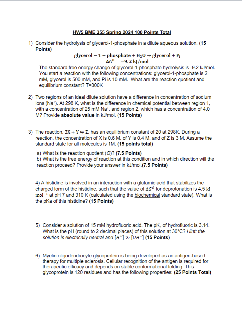 HW5 BME 355 Spring 2024 100 Points Total 1)