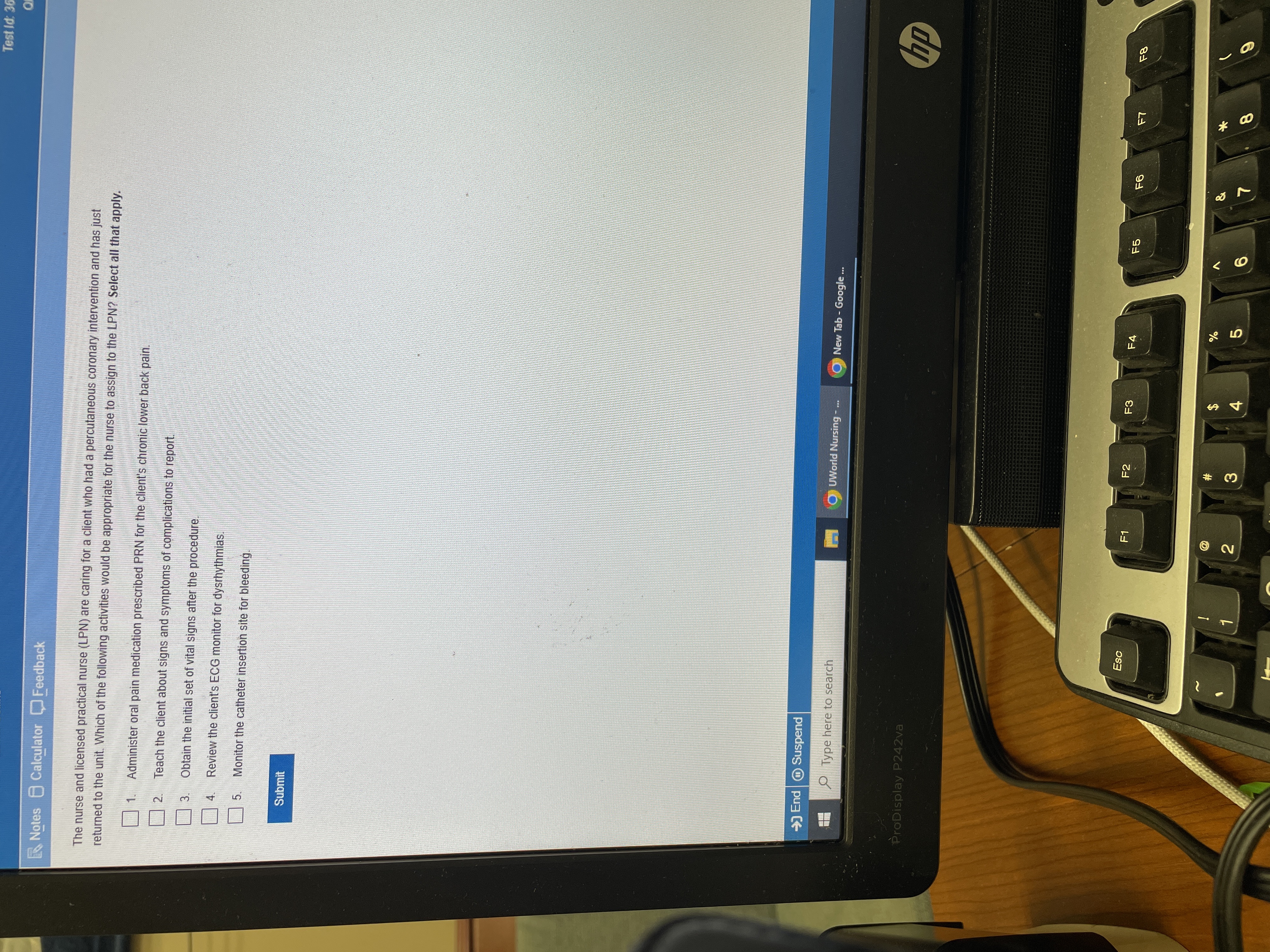 G Test Id: 3 Notes Calculator Feedback The nurse