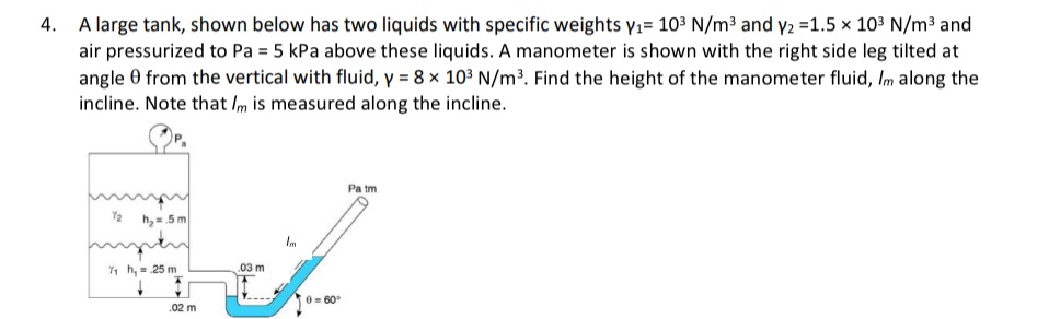 A large tank, shown below has two liquids with