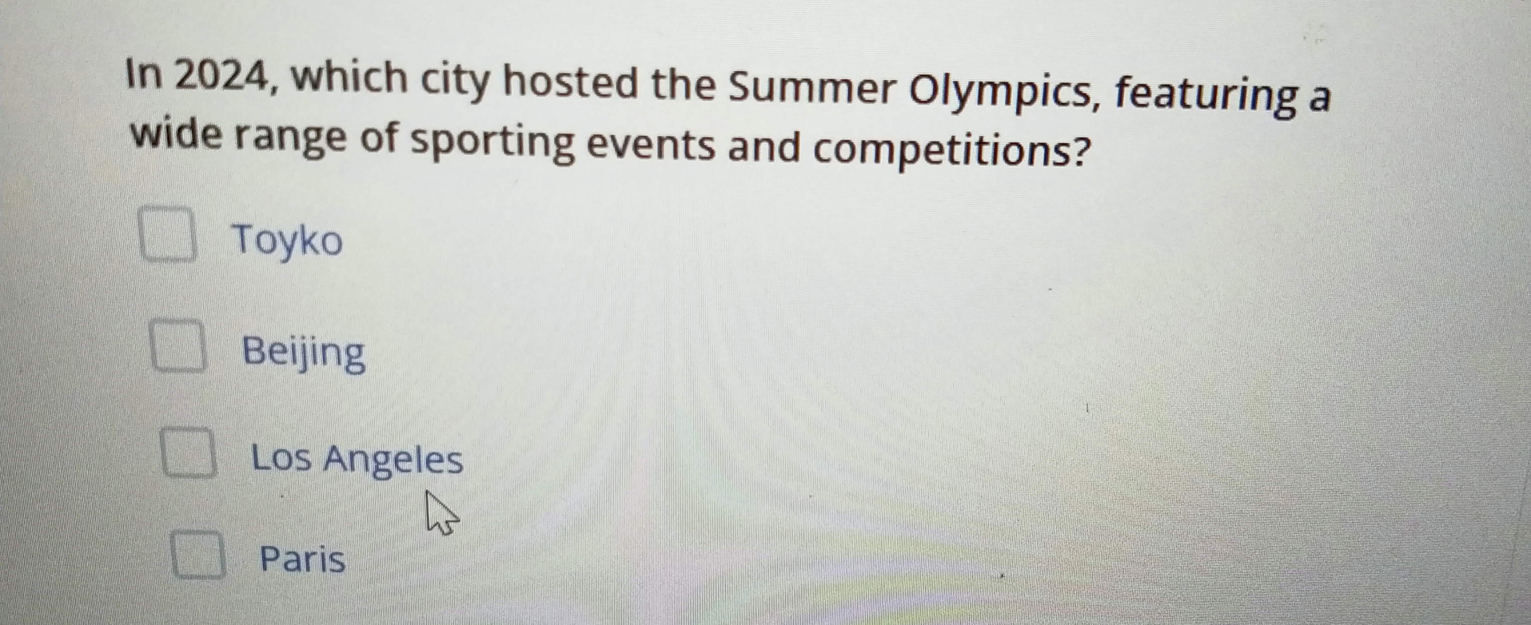 Answer In 2024, which city hosted the Summer